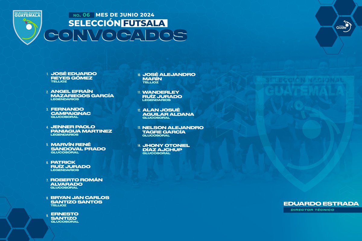 CONVOCATORIA #SeleFutsal

📆No.06 del mes de junio 2024.  #VamosGuate #ModoSelección