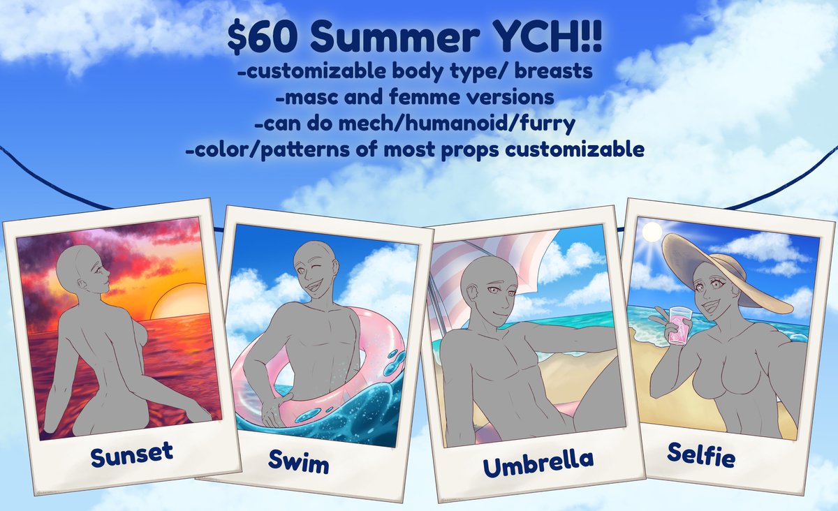 Finally get to show these off! Here's a new YCH, just in time for summer!! $6⃣0⃣ Request it now over at my VGen! vgen.co/Hexamis