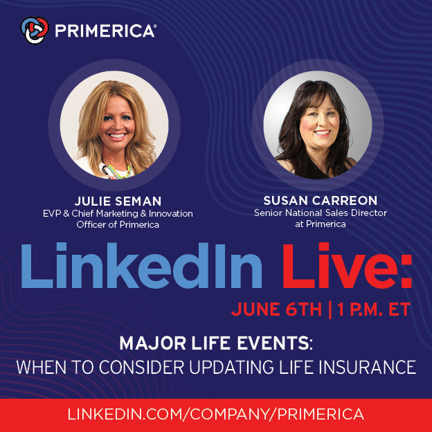 rvp_drender's tweet photo. Primerica is hosting an exciting LinkedIn Live with Julie Seman, Primerica’s EVP &amp; Chief Marketing &amp; Innovation Officer, and SNSD Susan Carreon! Join them next week for a discussion on major life events that could affect the need for life insurance: https://t.co/xNvHLMXjXX https://t.co/7NCUNlWIqr