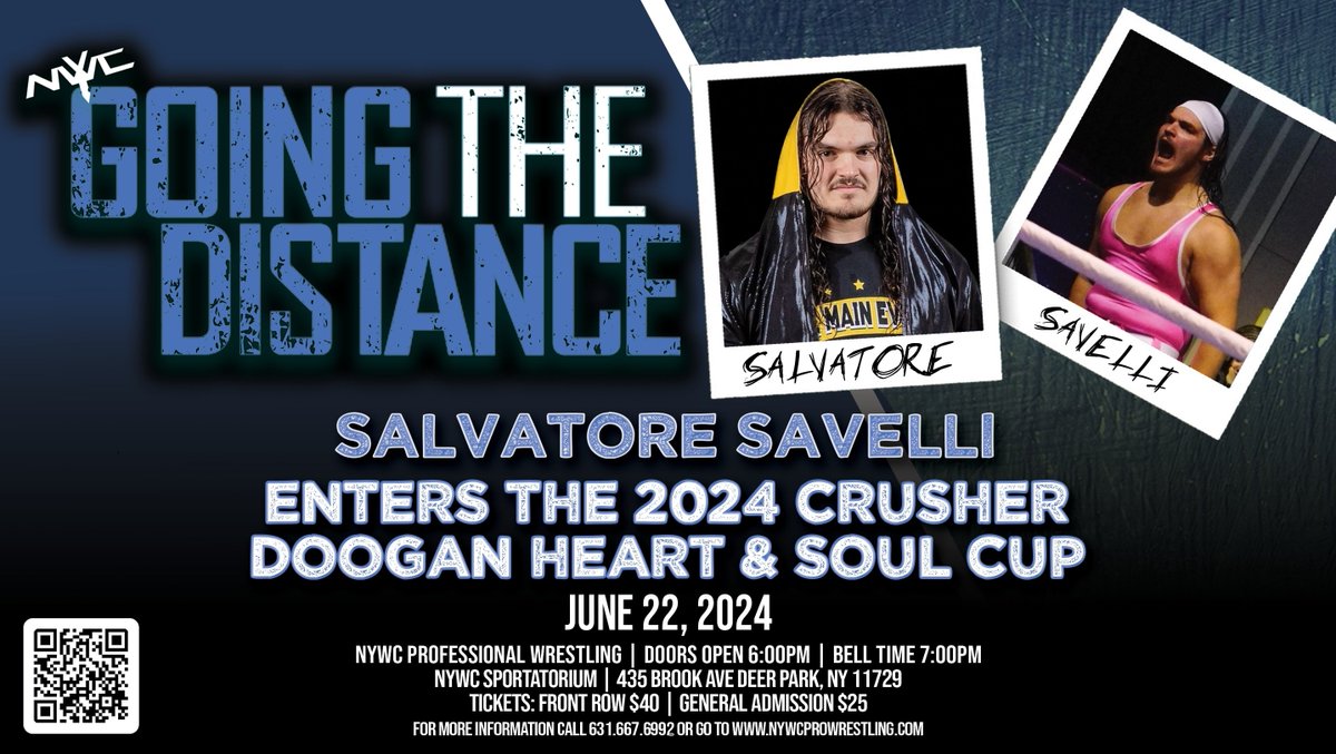 NYWCWRESTLING's tweet photo. 4 participants announced thus far for the 2024 Crusher Doogan Heart &amp; Soul Cup Tournament!

Dickie Rodz
Brandon Watts 
Salvatore Savelli 
Papadon

Who should join them in the tournament!?

Tickets for Going The Distance on June 22nd are available at https://t.co/15SuP0KW3M https://t.co/Lh7Z74vSVu