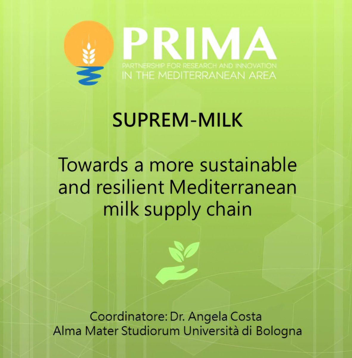 Angela Costa (@angelacosta_it) on Twitter photo 1 June 2024: on the #WorldMilkDay, my project 'SUPREM-MILK' starts officially! Aim: #greneer and more resilient #milk supply chain in the Mediterranean area!
9 partners in 5 countries have been funded by the #EU <a href="/PrimaProgram/">PRIMA Program Mediterranean Partnership 🇪🇺</a>!
Coordinated by <a href="/Unibo/">Università di Bologna</a> and supported by <a href="/FIL_IDF/">International Dairy Federation</a> 🌱 1 June 2024: on the #WorldMilkDay, my project 'SUPREM-MILK' starts officially! Aim: #greneer and more resilient #milk supply chain in the Mediterranean area!
9 partners in 5 countries have been funded by the #EU <a href="/PrimaProgram/">PRIMA Program Mediterranean Partnership 🇪🇺</a>!
Coordinated by <a href="/Unibo/">Università di Bologna</a> and supported by <a href="/FIL_IDF/">International Dairy Federation</a> 🌱