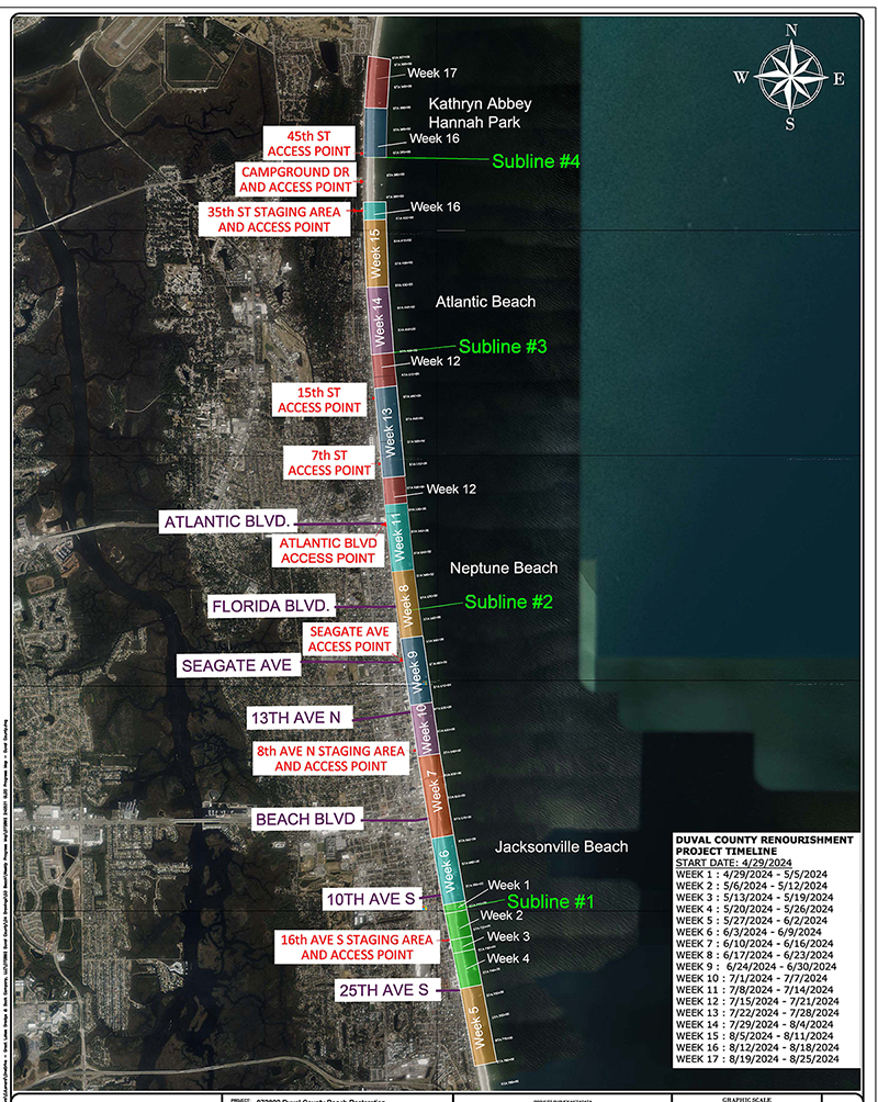 Duval Beach UPDATE ++ We expect to finish the southern section and begin moving north toward Hanna Park on Monday, June 3. Access points at 16th-18th Aves. So. remain closed. See updates at saj.usace.army.mil/Missions/Civil… @cityofjax