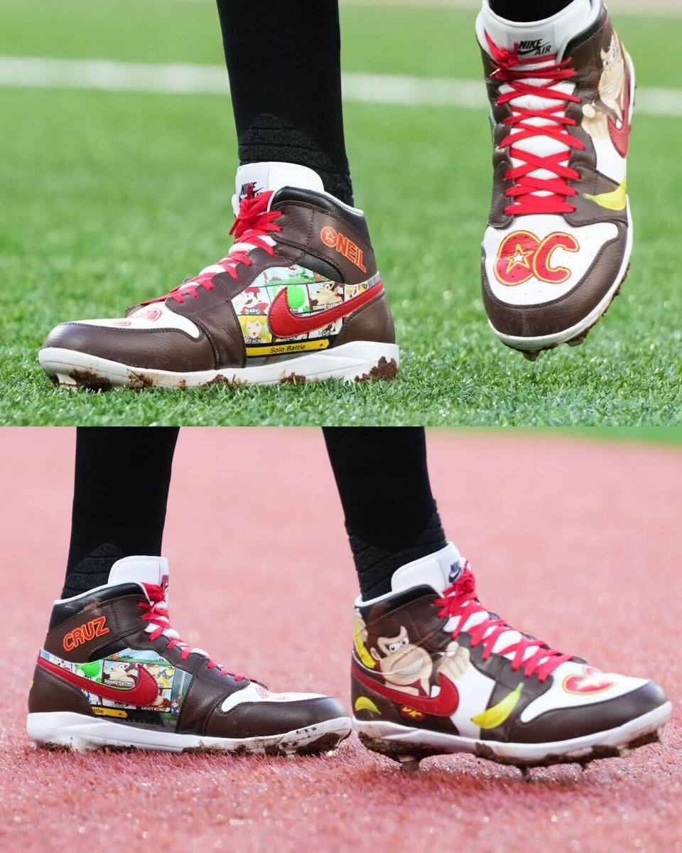 BRWalkoff's tweet image. Oneil Cruz's Donkey Kong/Super Smash Bros. Jordans though 🔥 @brkicks
