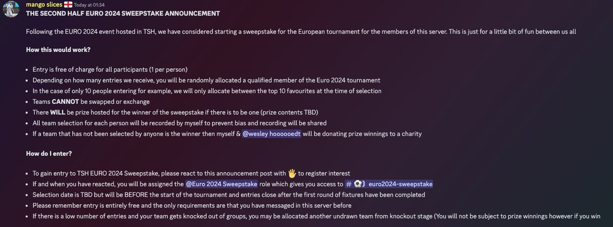 TSH EURO 2024 SWEEPSTAKE ANNOUNCED 

Read all about it here 👇