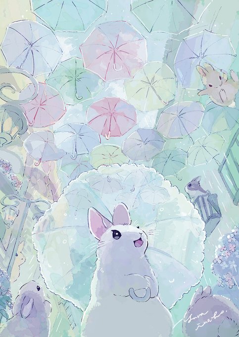 「holding umbrella rain」 illustration images(Latest)