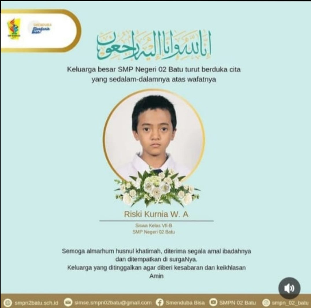 cak_sugenk's tweet photo. Di Kota Batu, pelajar SMP Negeri dibully dan dikeroyok sesama pelajar SMP hingga meninggal dunia. Cc @ganisrumpoko #StopBullying https://t.co/QhE3Zc37Pu