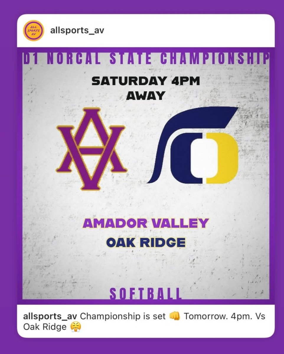 CA State title game tomorrow vs. very talented Oak Ridge Team! Come out and watch or catch us live on Gamechanger.