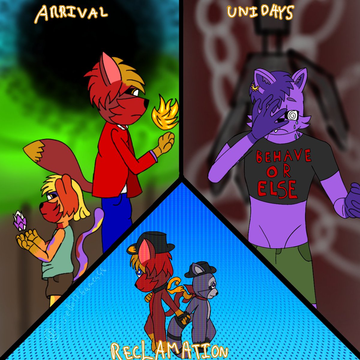 i decided to draw some covers for my stories! 

Arrival:archiveofourown.org/series/4056343
UniDays:archiveofourown.org/series/4075858
and Reclamation is in the works

#SmilingCritters #SmilingCrittersAU #IndigoPark #IndigoParkAU