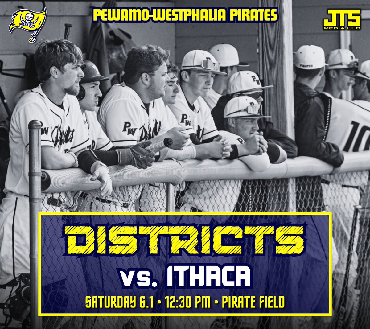 PWbaseball2's tweet photo. Saturday we host Ithaca at P-W for game 1 of the the 2024 playoffs (Districts). First pitch scheduled for 12:30! ⚾️🏴‍☠️ https://t.co/eybSJJXlgh