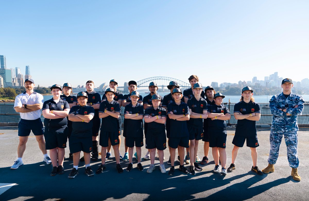 Australian_Navy's tweet photo. #HMASKuttabul recently welcomed Aboriginal and Torres Strait Islander students from the Clontarf Foundation.
Starting with a PTI session at the gym, followed by a ship tour of #HMASCanberra, it was a unique opportunity to experience a slice of military life. https://t.co/SP1hXXrofO