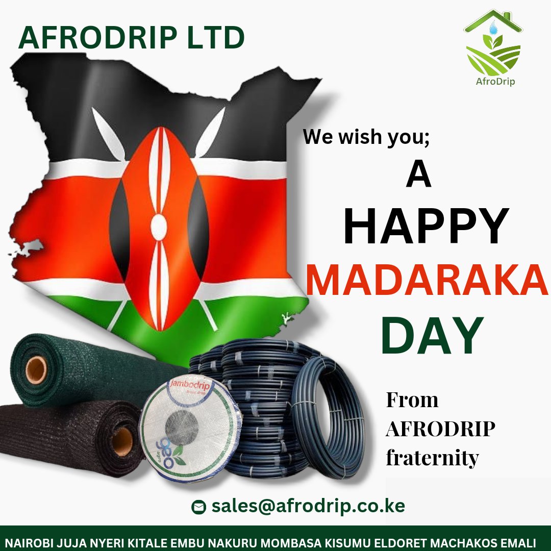 We wish you a happy madaraka day. Kindly note our offices will be closed on Sat 1st June for Madaraka Day to resume operations on Mon 3rd June 
#Madarakaday