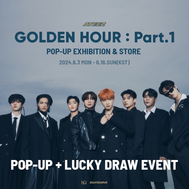 ateezpopup_sw's tweet photo. ATEEZ 10TH MINI ALBUM [GOLDEN HOUR : Part.1] 
POP-UP EXHIBITION &amp; STORE
⠀
POP-UP &amp; SPECIAL LUCKY GIFT EVENT
⠀
��� 2024. 06. 03. MON - 06. 09. SUN (KST)
📍 TIMES SQUARE 1F ARTRIUM &amp; SOUNDWAVE ONLINE MALL
⠀
@ATEEZofficial
⠀
#에이티즈 #ATEEZ #WORK
#GOLDENHOUR #GOLDENHOUR_Part1 https://t.co/1AbBCpV00q