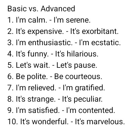 Basic vs advanced English