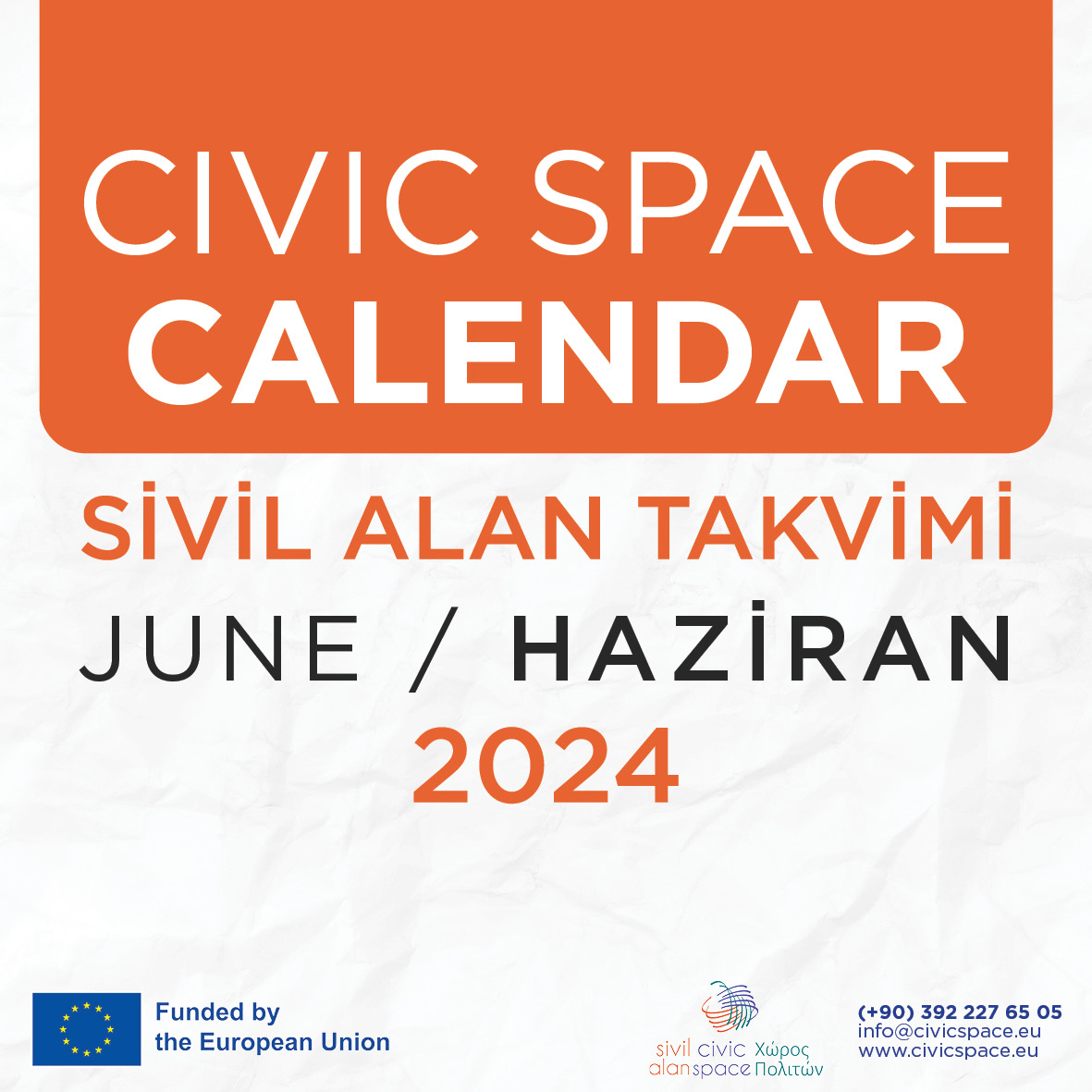 civicspaceeu's tweet photo. 👀 Civic Space Calendar - Sivil Alan Takvimi
🗓️ June - Haziran 2024 https://t.co/ORsuhqWMO9