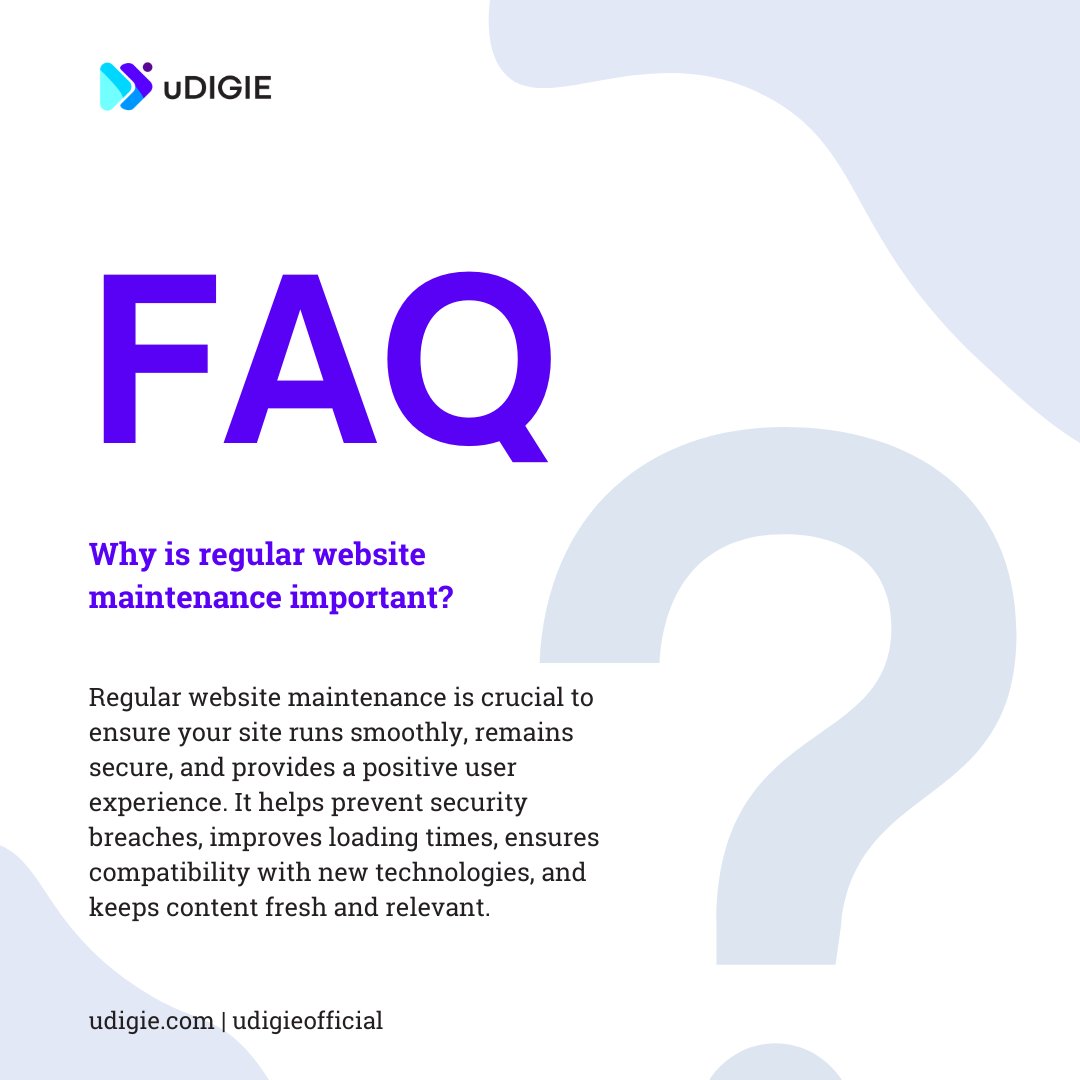 Why is regular website maintenance important? 
#udigie #udigieofficial #website #websitemaintenance #websitemaintenanceservices #websitedevelopment #websiteservices #websitedevelopment #websitedesign #marketing