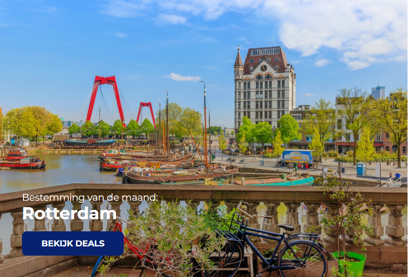 Rotterdam is de bestemming van de maand. Ooit gedacht in eigen land op vakantie te gaan?

Boek nu via thuistravel.nl een weekendje Nederland