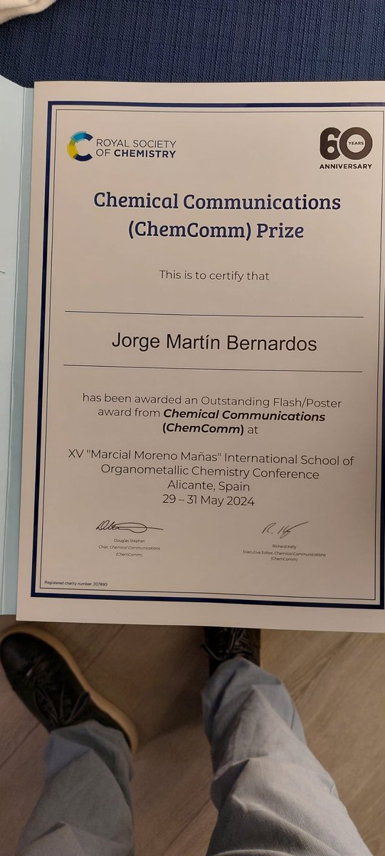 abcuengo's tweet photo. And he did it again‼️The Outstanding Flash/Poster @ChemCommun Prize at @ISOC_MMM_2024 went for our Jorge Martin @Jorge97sc👏 #BISiBonds Yes, man! Wonderful iodane-assisted remote CH-coupling chemistry. Inés, Guillem, Alex: congratulations as well for your excellent work 🎉🙌 https://t.co/7arrZpS4RT