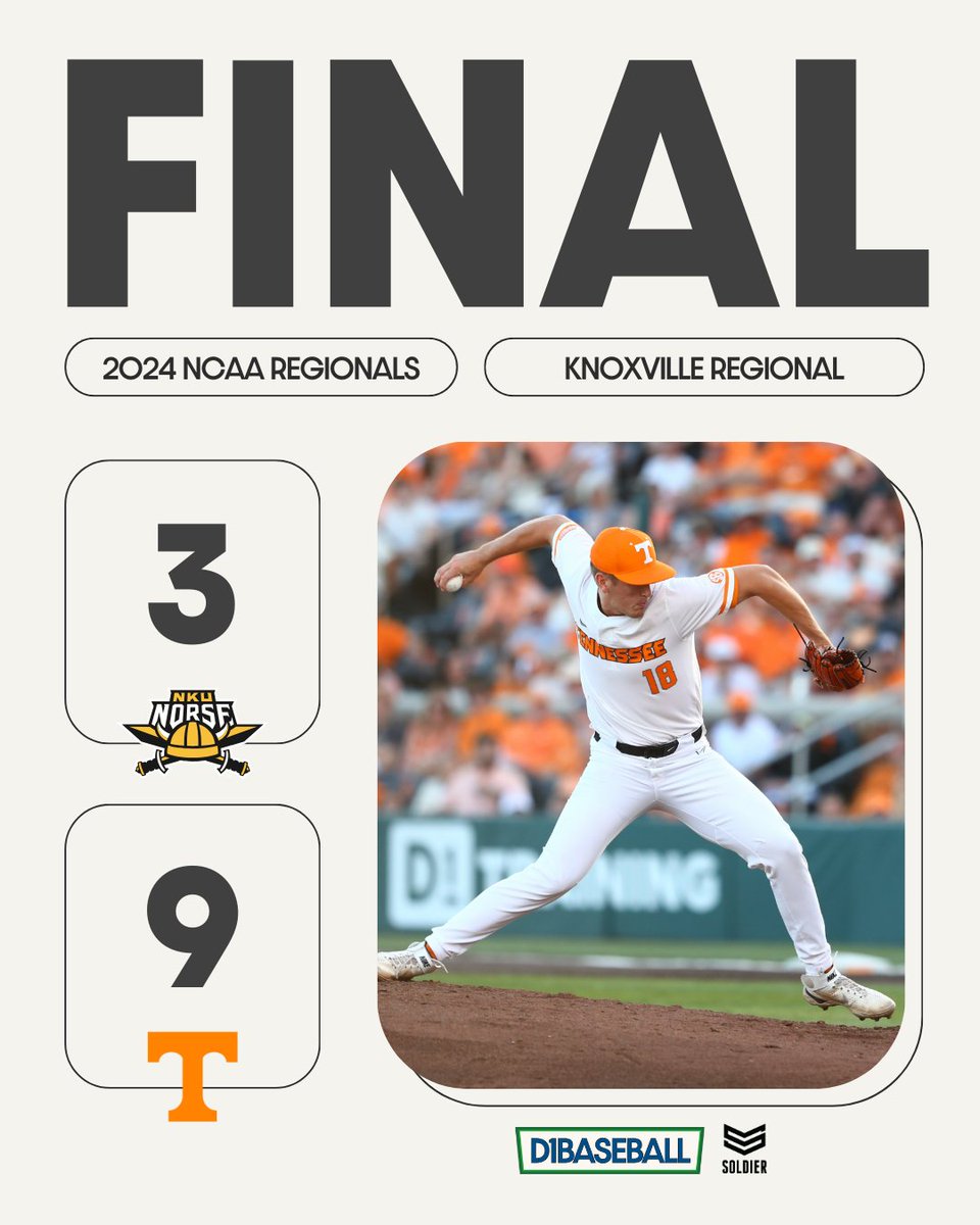 FINAL FROM KNOXVILLE @Vol_Baseball 9 Northern Kentucky 3 Presented by @soldier_sports