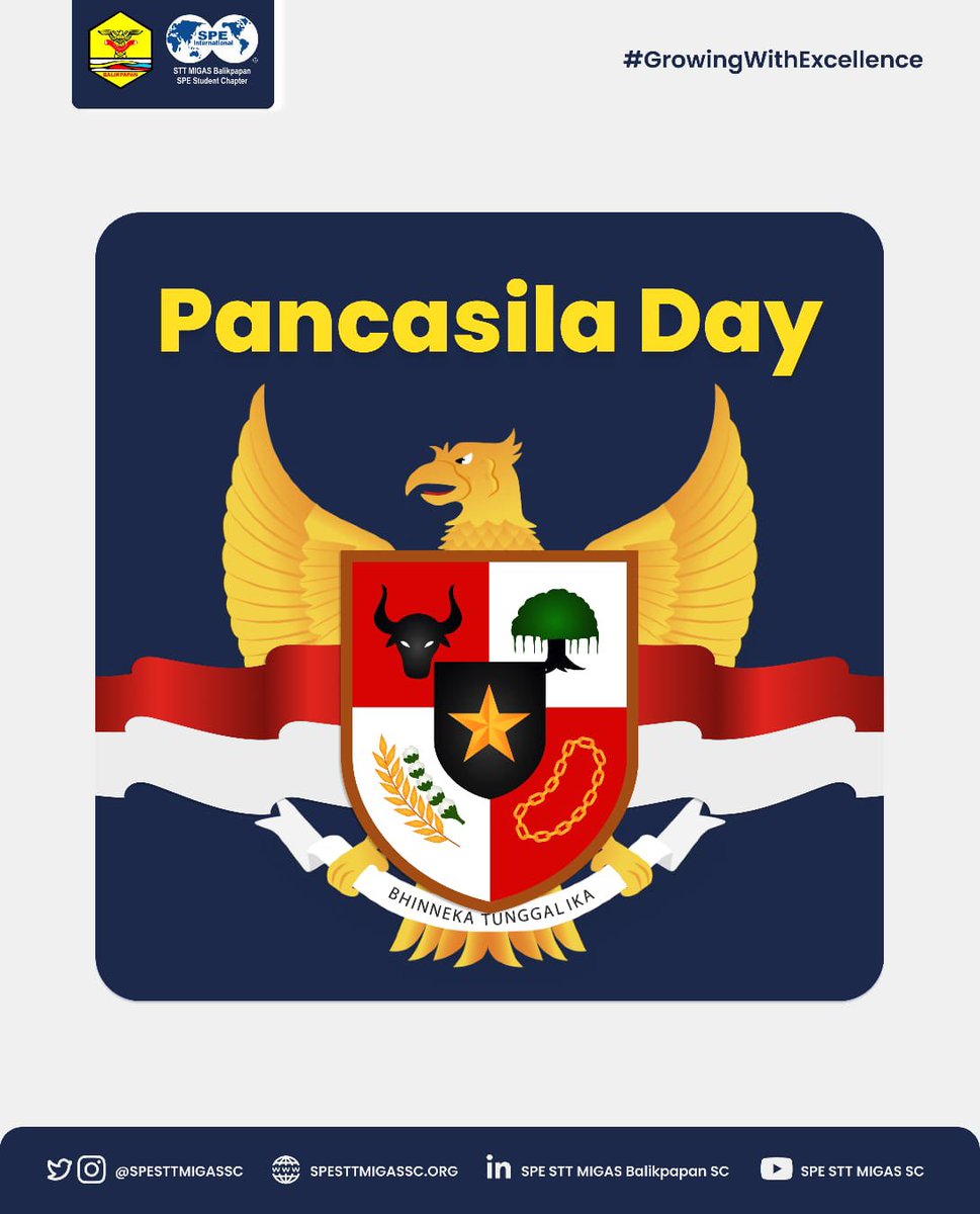 spesttmigassc's tweet photo. [PANCASILA DAY]

Let's always preserve the diversity of religions, cultures, ethnicities, customs, and languages ​​with Pancasila as the glue that holds Indonesia together.

Happy Pancasila Day!

SPE STT MIGAS Balikpapan SC
#GrowingWithExcellence https://t.co/PotfJy7io1