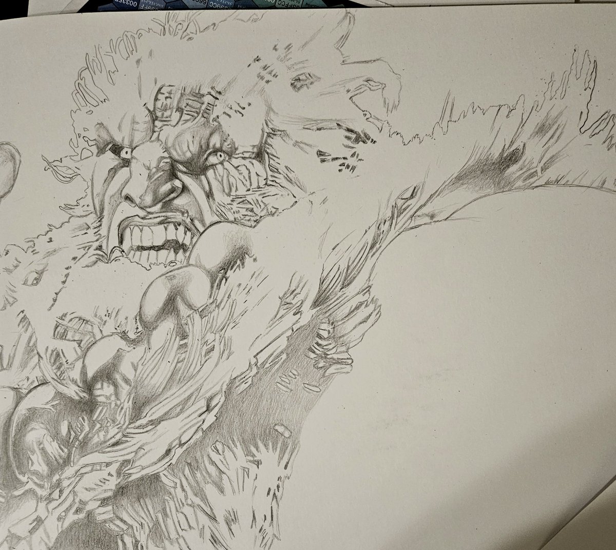 arlistic's tweet photo. Working on Akuma from Street Fighter 6 today. Full pencil sketch coming soon, then I shall ink it. #art #akuma #StreetFighter6 #artwork #pencilart #pencildrawing #pencilsketch #sketching #comicbookart https://t.co/3CyV2TWHhT