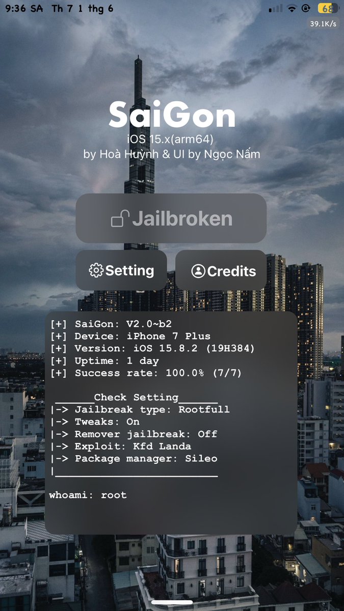 YcS_dev's tweet photo. I finally got everything done with rootfull. https://t.co/DayBEumV47