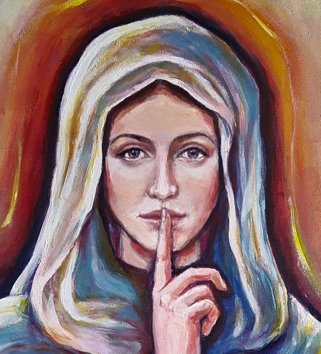Cropped from a #painting of #OurLadyOfSilence. Prints available at sheila-diemert.pixels.com #Catholic