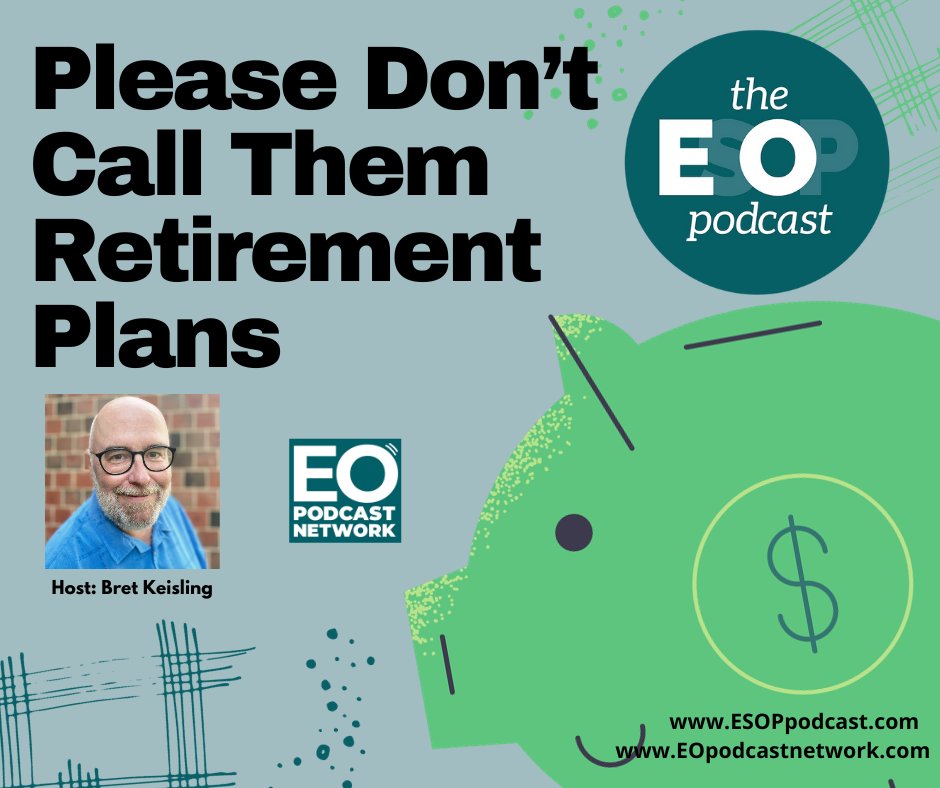 The EO Podcast (@esoppodcast) on Twitter photo "Please... don't call them retirement plans!" - <a href="/EO_Bret/">EO Bret Keisling</a>
Yes, technically, at its core, an Employee Stock Ownership Plan is a qualified retirement plan.
But an #ESOP is so much MORE.
Learn why here 👉 theesoppodcast.com/post/mini-cast… "Please... don't call them retirement plans!" - <a href="/EO_Bret/">EO Bret Keisling</a>
Yes, technically, at its core, an Employee Stock Ownership Plan is a qualified retirement plan.
But an #ESOP is so much MORE.
Learn why here 👉 theesoppodcast.com/post/mini-cast…