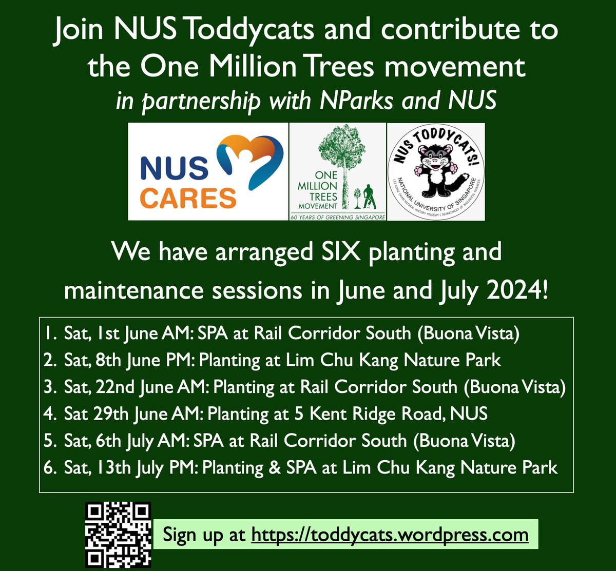 Sivasothi N. (@sivasothi) on Twitter photo Planting and maintenance dates with <a href="/nustoddycats/">Toddycats NUS</a> in Jun-Jul 2024 - thankful for the One Million Trees movement which makes this possible at three sites. Details at toddycats.wordpress.com Planting and maintenance dates with <a href="/nustoddycats/">Toddycats NUS</a> in Jun-Jul 2024 - thankful for the One Million Trees movement which makes this possible at three sites. Details at toddycats.wordpress.com