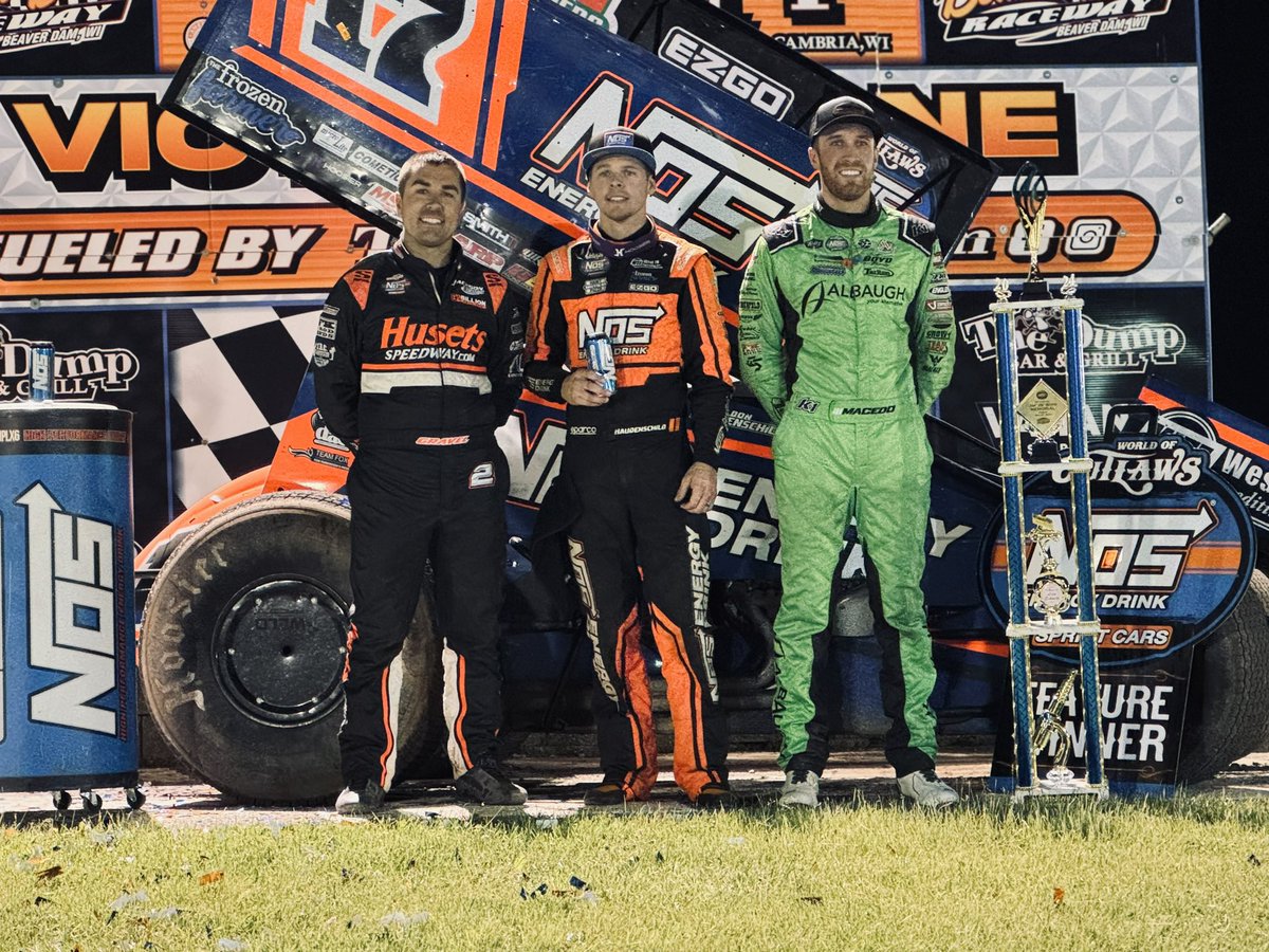 Tonight’s @BD_Raceway podium: 🥇@Haudenschild_17 & @SJMRacing17 🥈@Carson_Macedo & @JJR41Updates 🥉@DavidGravel & @BigGameMotorspt