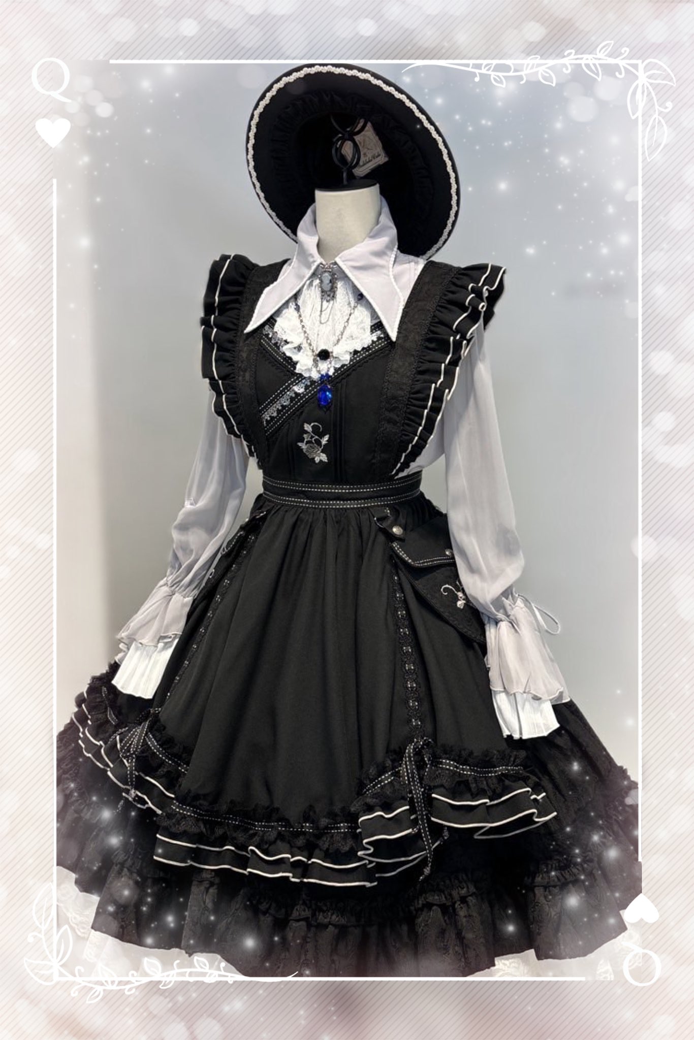 USED】ONESTE 薔薇刺繍ストライプタブリエ | Ozz On Wunderwelt
