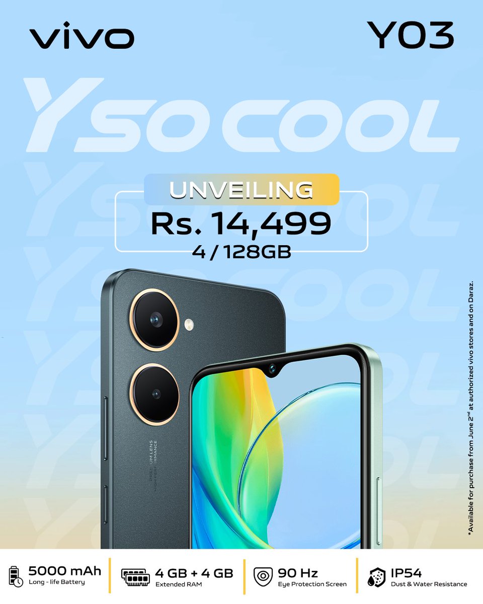 Introducing the new vivo Y03 (4/128) at just Rs. 14,499! 📱✨
Upgrade now and experience more room for your memories, apps, and entertainment!
#vivo_Nepal #YSoCool #vivoY03
