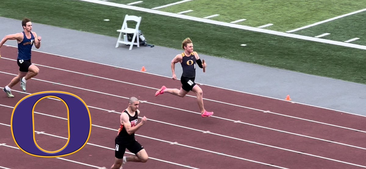 Jackson Pouchert, Aaron Kloth, Alexander Wraalstad and Caeden Oppold with a new 4x100m school record and are finalist qualifiers!