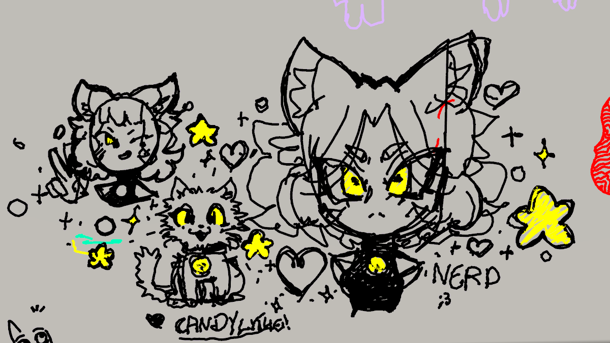 candylithe's tweet image. Lots of sketchies!! 
My hands were so shaky while drawing this Dx