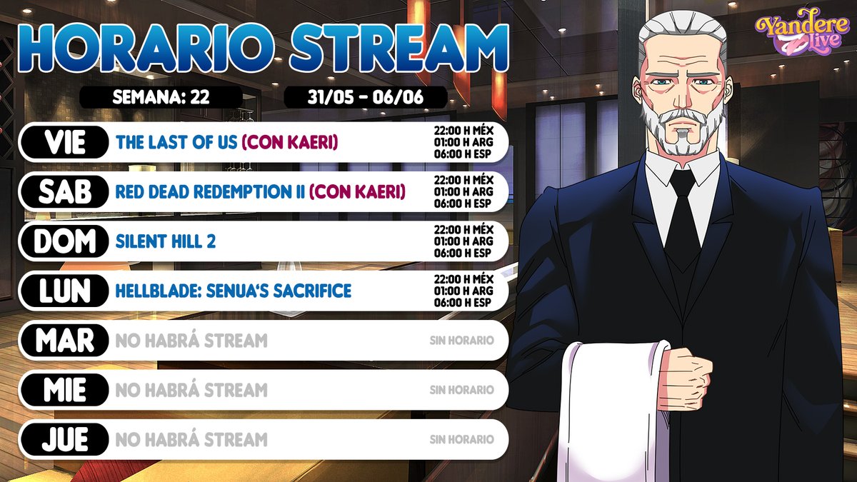 No le sé a X pero ahí 'ta mi horario de la semana! :D Luego lo edito porque me robé el diseño de <a href="/KaeriAracne/">Kaeri Aracne 【YandereLive】</a> xD