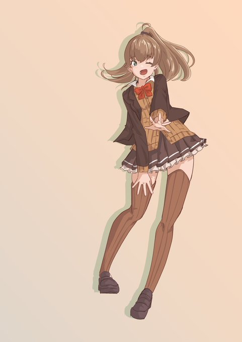 「pleated skirt thighhighs」 illustration images(Latest)