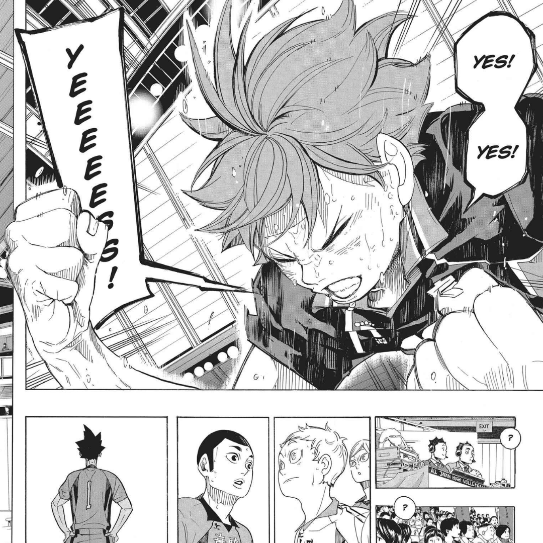 belatinysun's tweet photo. this scene was so well animated, the fact that the audience was silent while shoyo celebrates shows how important it is for him (and for kuroo too!) that kenma has fun, it was like another promise being fulfilled to the fullest 🧡 https://t.co/GAXKXU0hGj