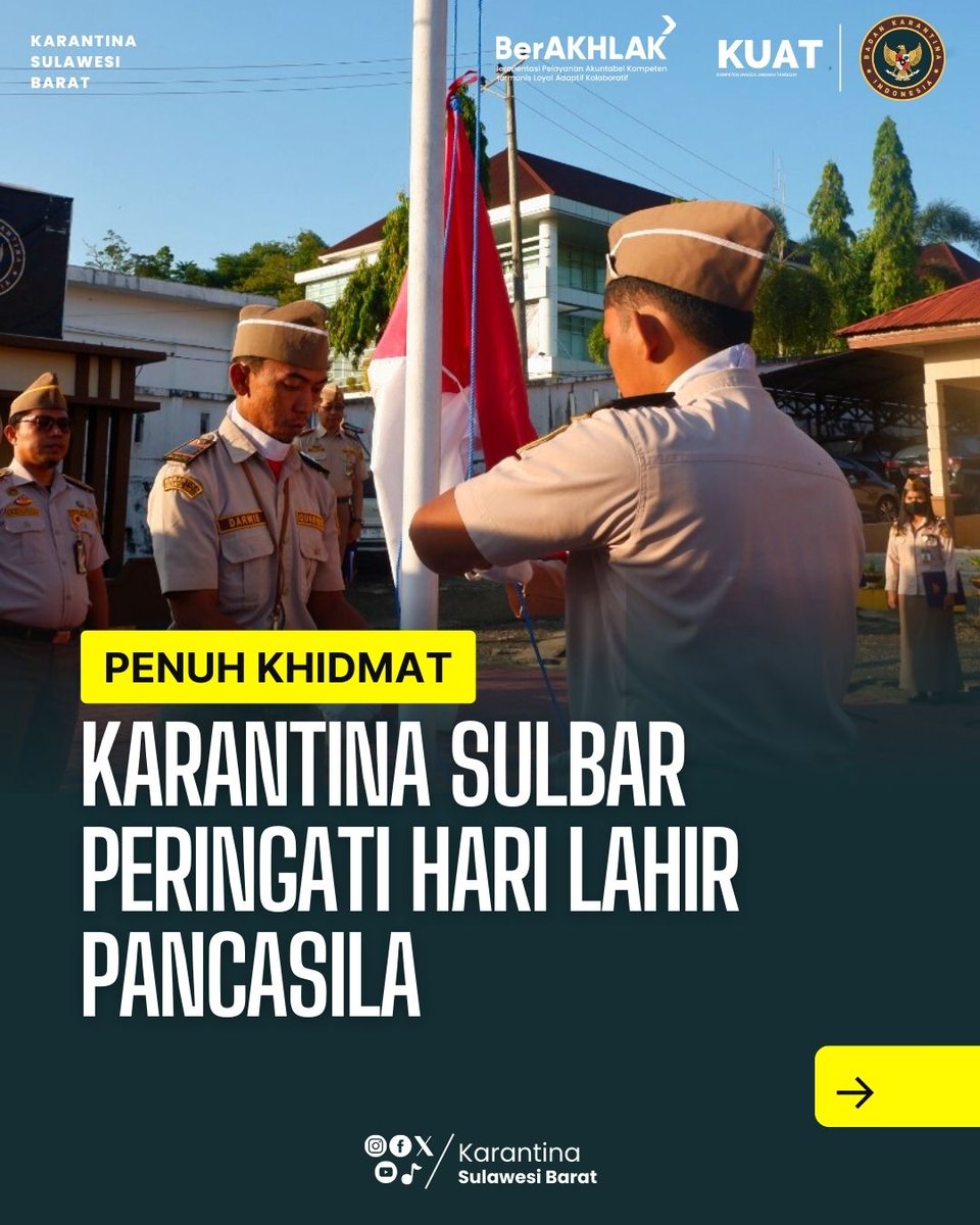 karantinasulbar's tweet photo. Penuh Khidmat, Karantina Sulawesi Barat Peringati Hari Lahir Pancasila.
.
.
.
#KarantinaKUAT #KUAT #SulawesiBarat #Pancasila https://t.co/zfgtrWN1Sm