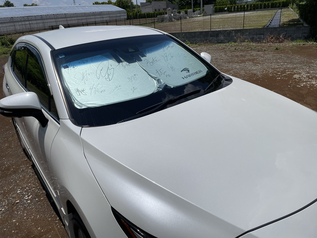 Cham97_'s tweet photo. この前のファン感にて✨
大好きな車に大好きな人達のサイン！
見るたびにニヤニヤしてしまう。。

そして
バック＆ユニも
サインが入ったことにより
ようやく完成！！

#越谷アルファーズ
#ファン感
#サンシェードにサインというチョイス
#必翔
#B1昇格
#7松山駿推し
#49飯田鴻朗推し https://t.co/NzL6FgWZ3Z