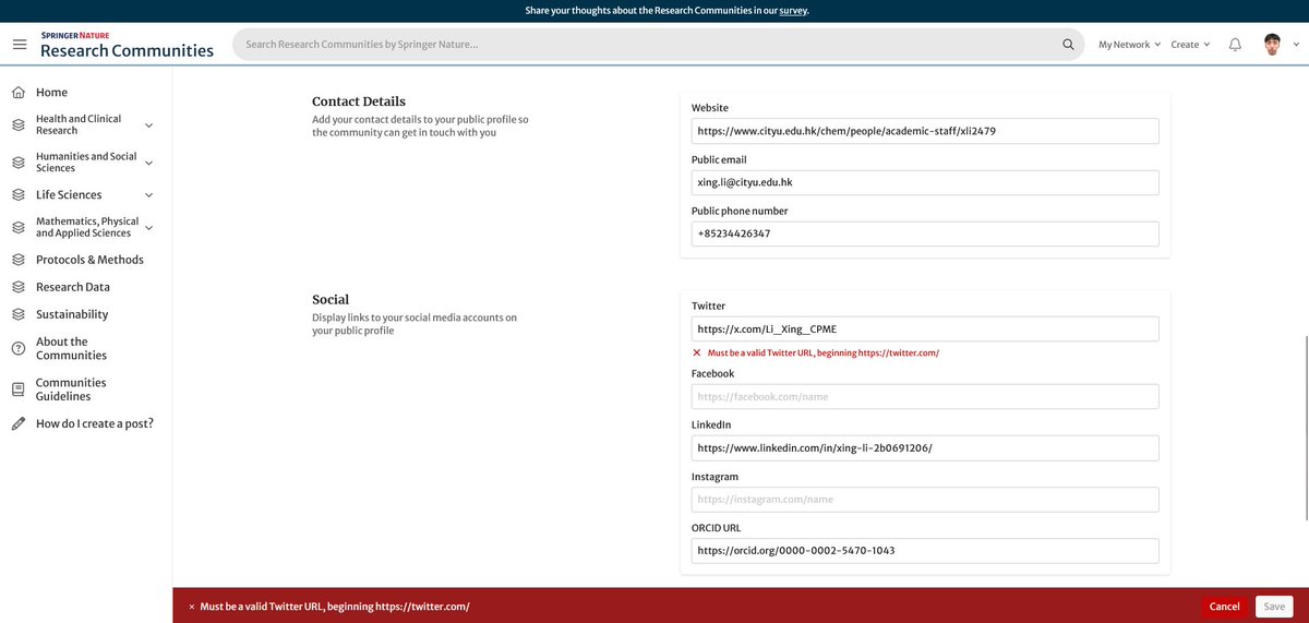 I was trying to update my information in the Research Communities by Springer Nature, but...😂 Is X still called Twitter by majority? <a href="/elonmusk/">Elon Musk</a> <a href="/SpringerNature/">Springer Nature</a>