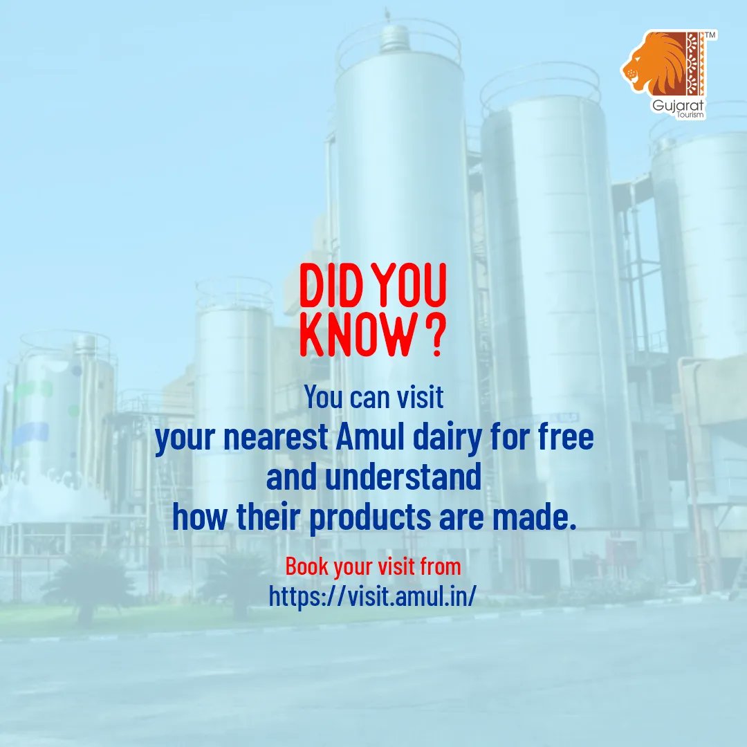 Gujarat is proud to be the state where the milk revolution started. Amul is the cooperative that drove this revolution. This revolution has played a big role in making India a milk surplus country. 

This Milk Day, visit your nearest Amul dairy for free and understand how they