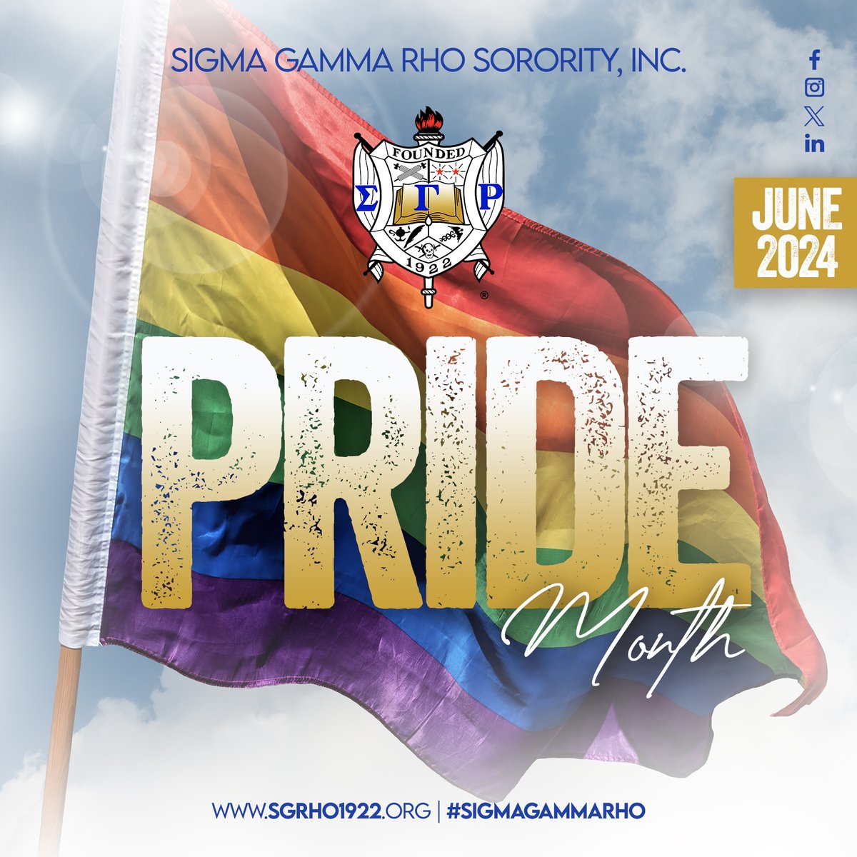 Happy Pride 2024 from the Greater Women of Sigma Gamma Rho Sorority, Incorporated.

The month of June pays tribute to the 1969 Stonewall riots, and works to achieve equal justice and equal opportunity for the LGBTQIA+ community.

#SigmaGammaRho #GreaterWomenGreaterWorld #Pride