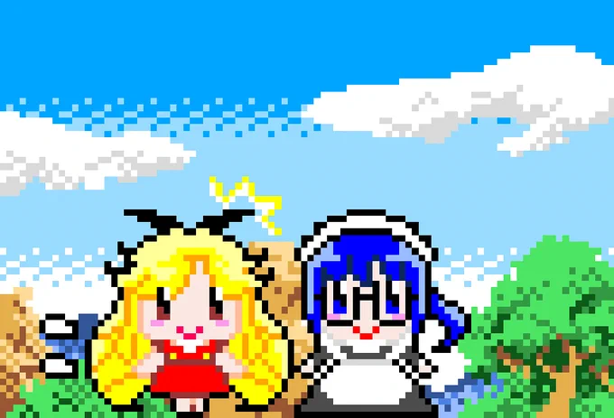 アワーズ最新号の「泡羽ちゃん」で描いたドット絵。ドット絵はいいねぇ～。 