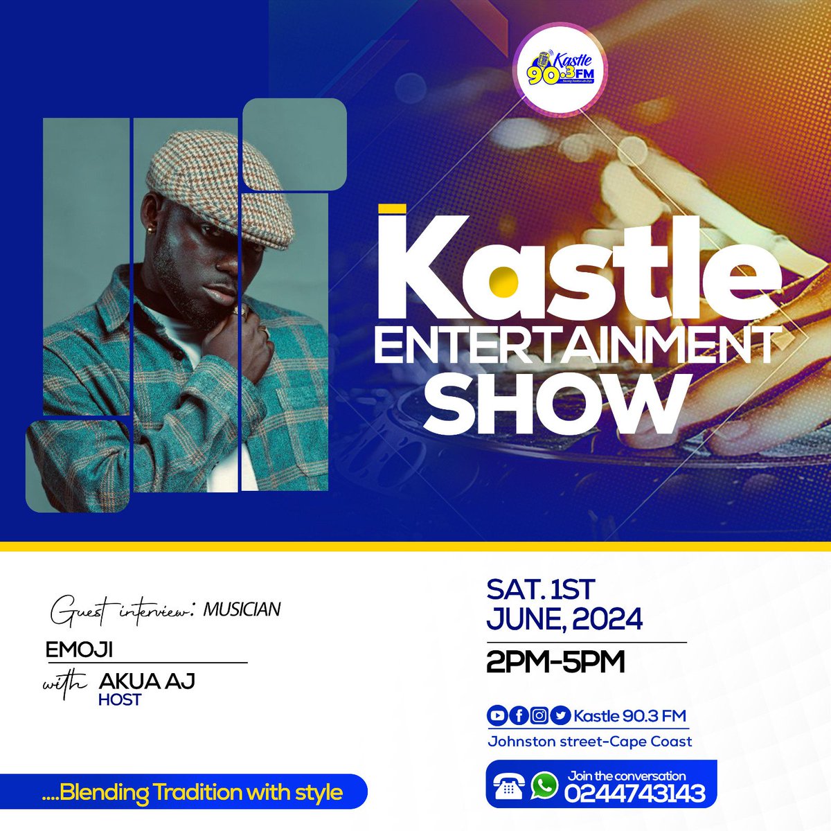 Mediaconnectgh_'s tweet photo. Catch @emogy_djr live today on @kastle903fm from 2PM - 5PM GMT with @akua_agyekumwaa 🔥🔥
Stream 🎧: #ColdWorldRemix ft @Kahpun_
https://t.co/jrIcHn6XTh?
Kindly Tune In!
#EmogyDjr #ColdWorldRemix
#kastleentertainmentshow
#HomeOfMusic
#PlayTheMusic 🎶
#MediaConnectGh✊🏿 https://t.co/tAMfa8xrwl