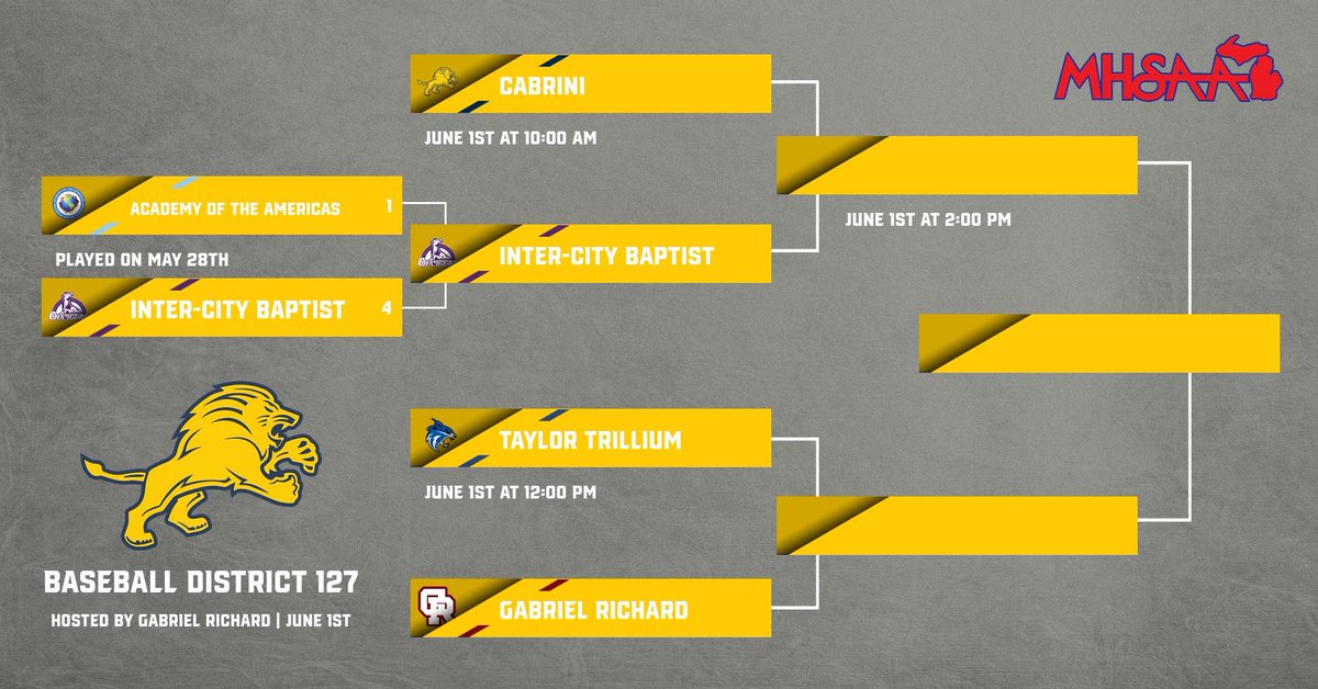 ⚾️ District Baseball Gameday! 🚨

🚌: Away
🆚: Vs. Inter-City Baptist
🏟️: At Gabriel Richard Baseball Diamond
⏰: 10:00 AM
🗓️: June 1st, 2024
🎟️: gofan.co/app/school/MHS…

#MonarchPride