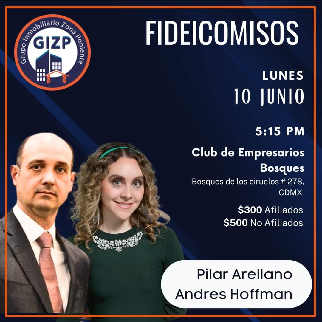 📌Te invitamos el próximo lunes 10 de junio a un evento  donde aprenderás todo sobre los fideicomisos. 
📖Contaremos con la presencia de los notarios Pilar Arellano y Andrés Hoffman, reconocidos expertos en la materia,.
Regístrate en este link
gizp.com.mx/curso/fideicom…