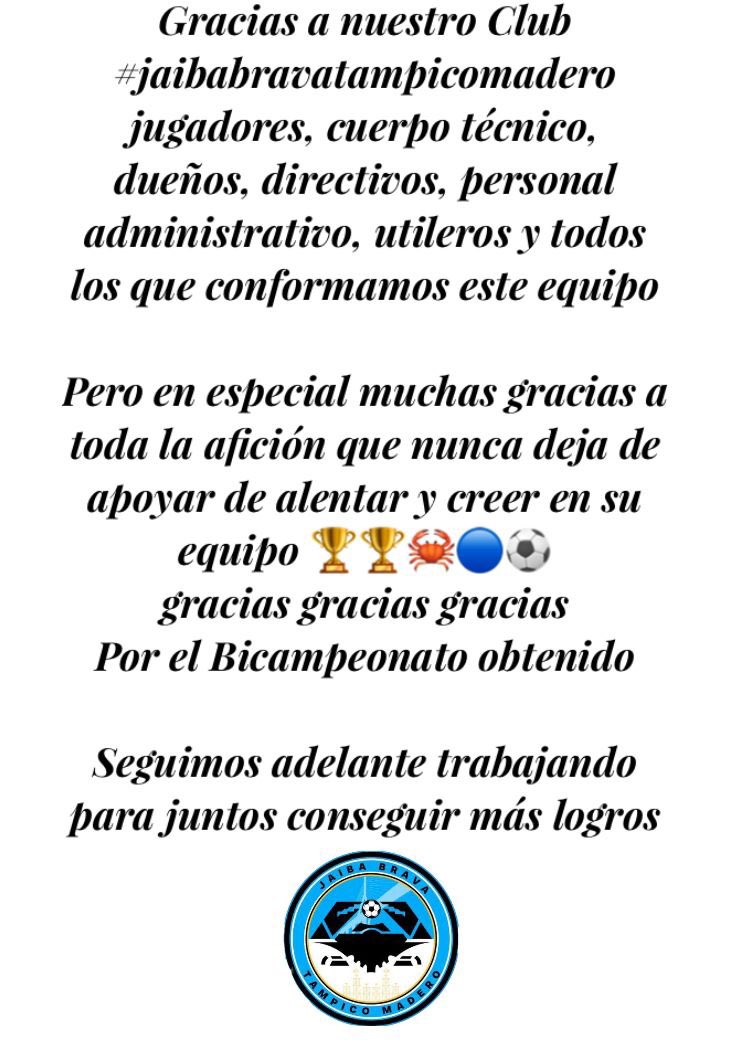 #TampicoMadero #JaibaBrava #futbol #Tampico #CiudadMadero #Tamaulipas #GastonObledo #jaibabravatampicomadero 

Saludos de Gastón OBLEDO