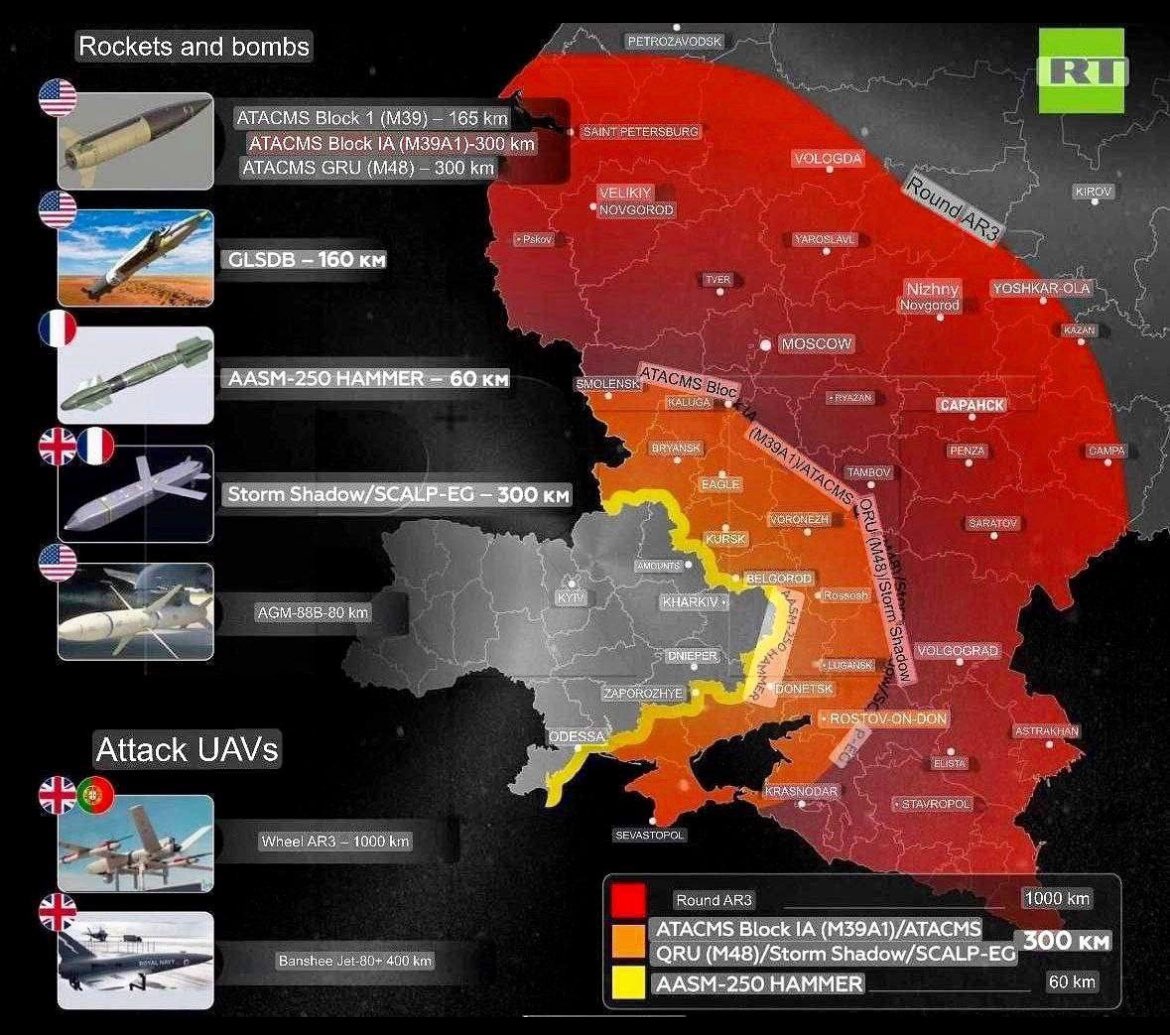 Non bisogna permettere agli ucraini di attaccare la Russia con armi italiane!
Lo ribadiscono il ministro Tajani, Crosetto, l'Avvocato del popolo cinese Conte e persino Vannacci, l'idolo delle casalinghe. Eppure, la grafica di fonte russa mostra che nessuna delle armi 👇