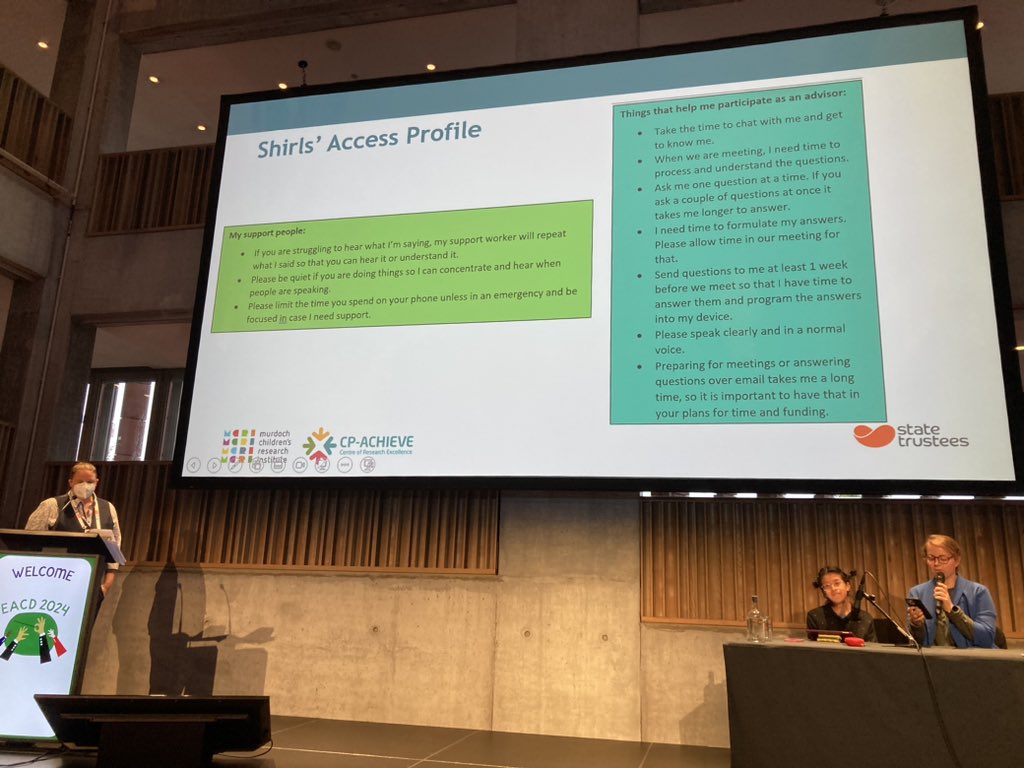 JoWat's tweet image. Another amazing presentation @EACD2024 from @WalshMC1 and Shirley Wong “take the time to get to know us: a framework &amp;amp; toolkit for inclusive research with people with #cerebralpalsy who use #augmentativecommunication @wespeechies @Deakin_DI @CpAchieve #EACD2024