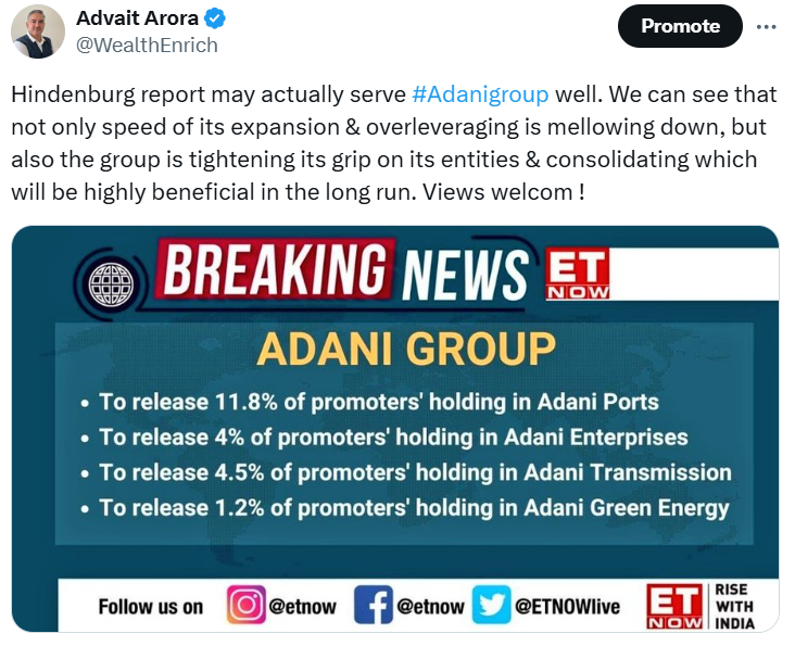 Guess what ?
Hindenburg report was an insider job strategically done by the Adani Group to help them garner more of their own shares at 50-200% discount ! #LOL 
#AdaniGroup