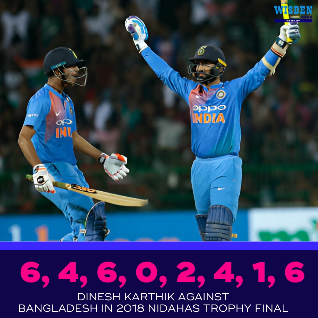 Happy Birthday, Dinesh Karthik!🎂🥳 In 2018, with a six off the final ball in Colombo, Dinesh Karthik pulled off an unforgettable heist to secure the Nidahas Trophy for India 💥 Watch his incredible performance against Bangladesh in the final: wisden.com/stories/watch-…